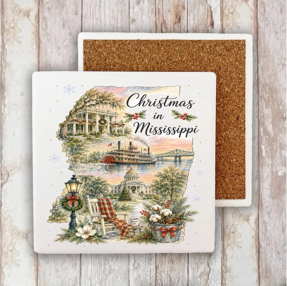 Avery Lane Gifts Christmas Mississippi coaster sten 10x10 cm