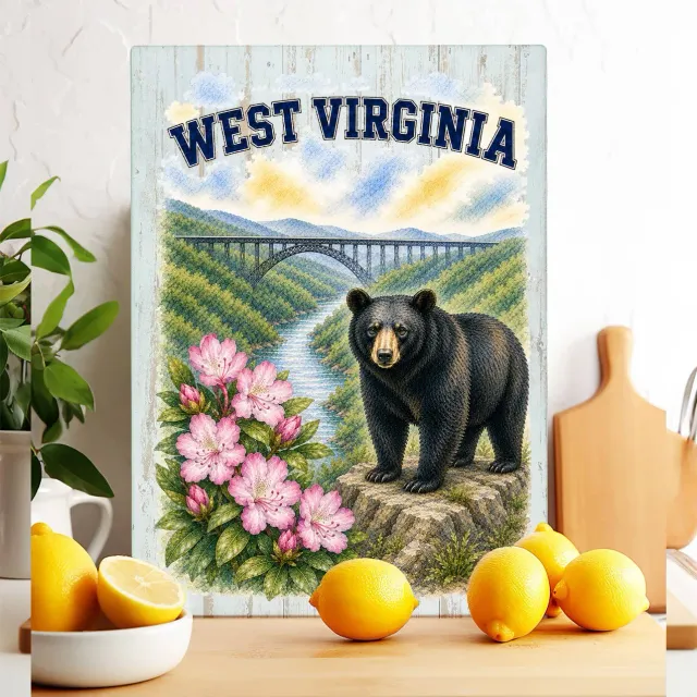 Avery Lane Gifts West Virginia skærebræt glas 28x38 cm fugl dyr