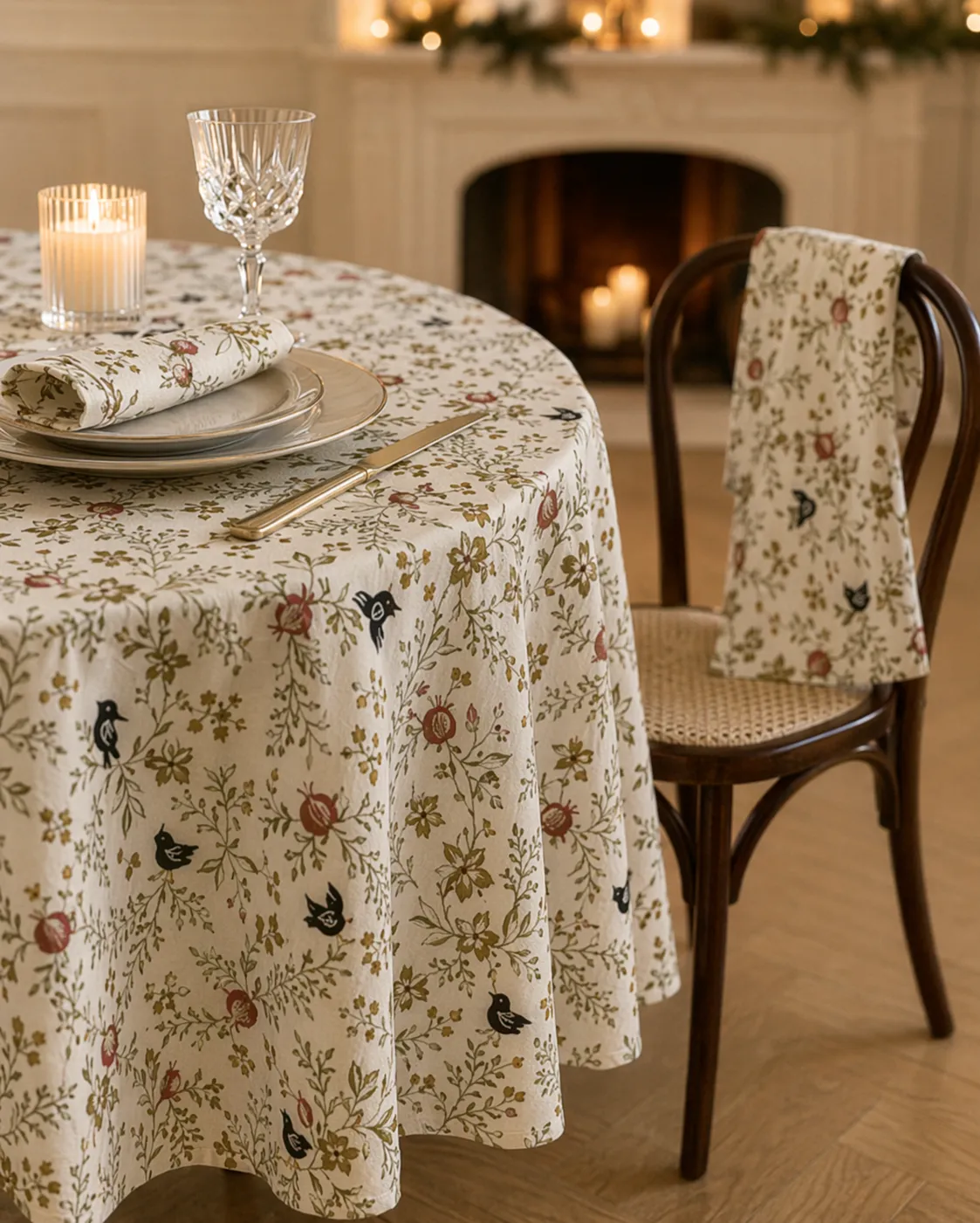 Coucke Pomegranate rund dug 180 cm kaki hørblanding