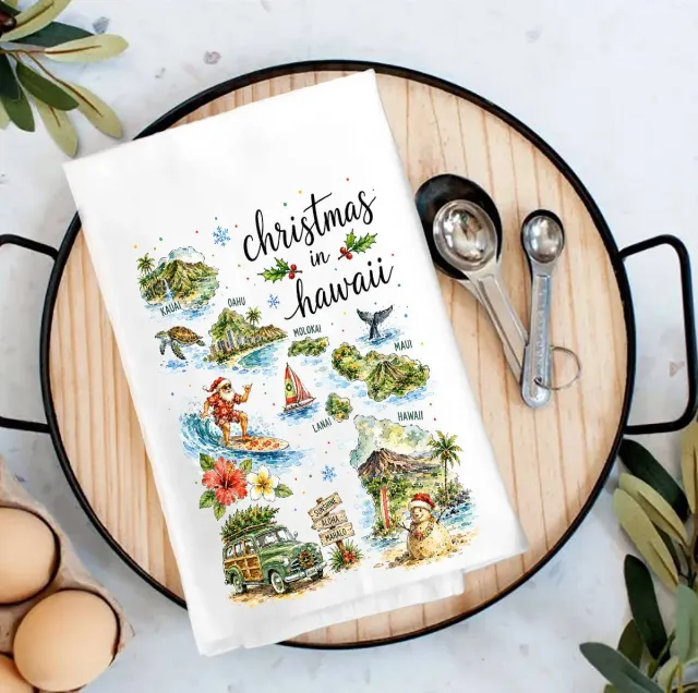 Avery Lane Gifts Christmas in Hawaii viskestykke bomuld