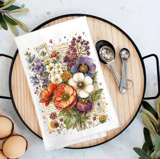Avery Lane Vintage Watercolor Flowers viskestykke bomuld