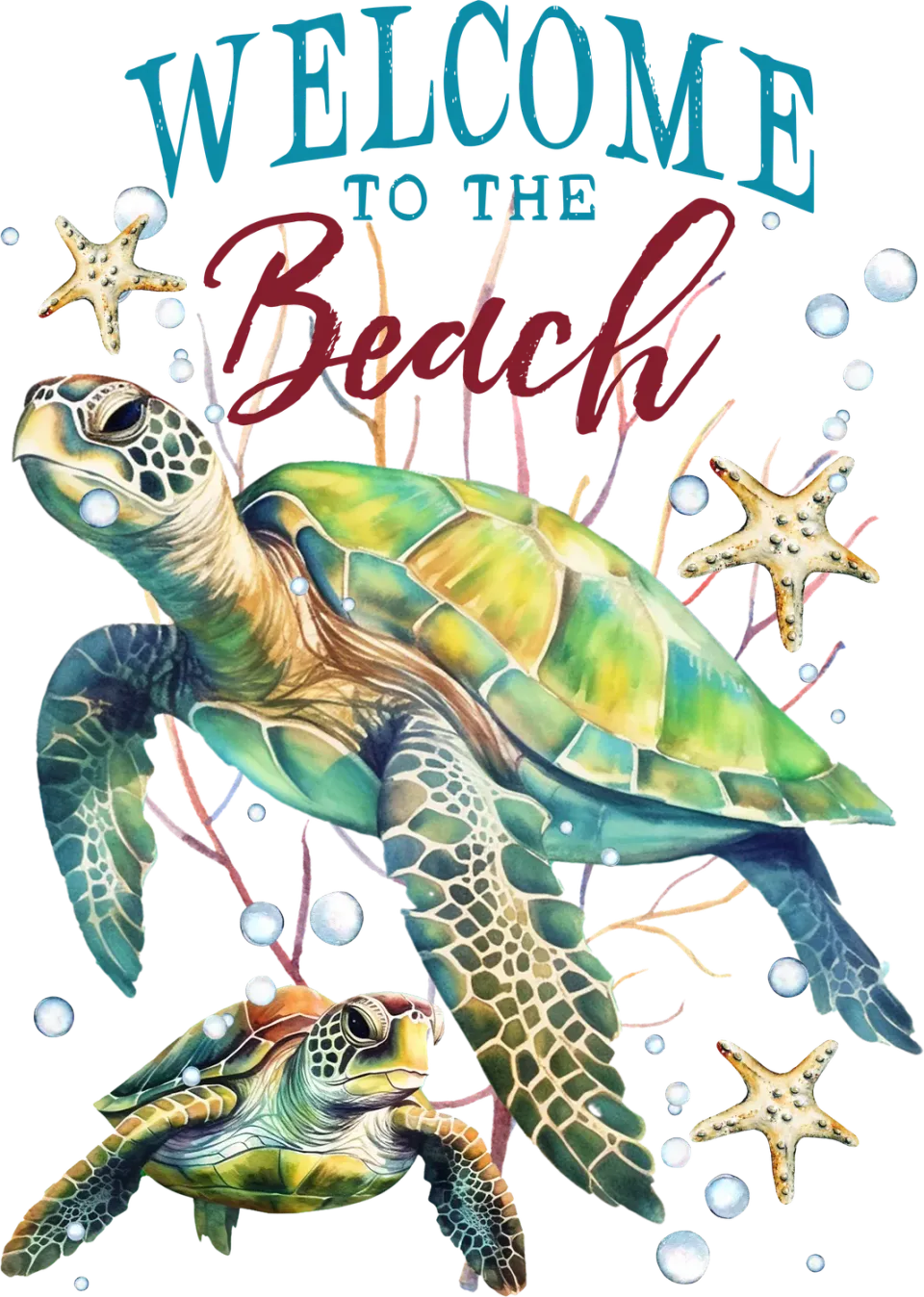 Avery Lane Gifts Coastal Sea Turtle T-shirt strandtryk