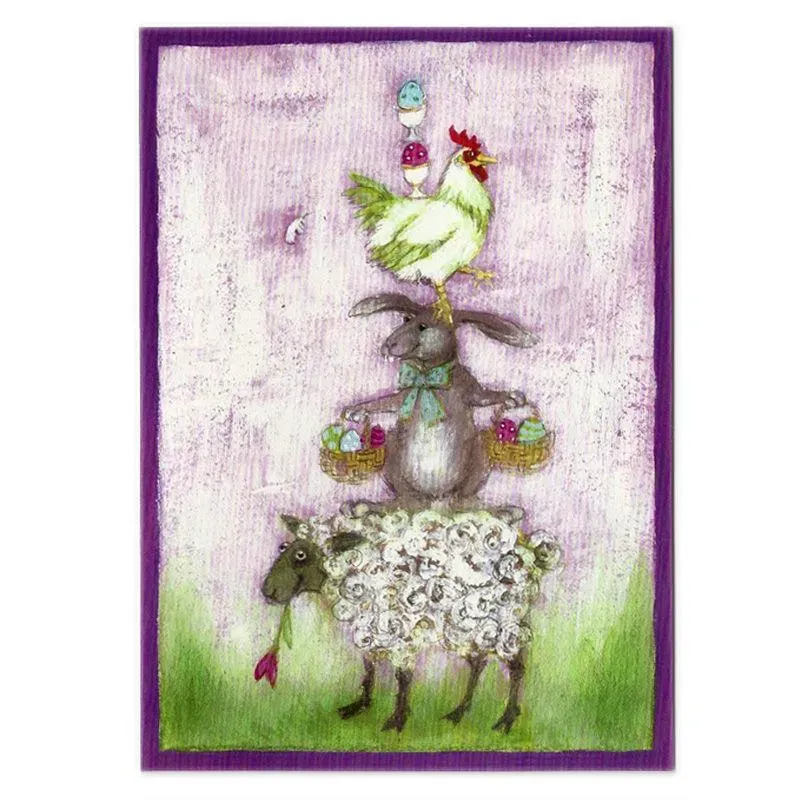 AspEgren Animal Acrobats postkort 11x16 cm 2 stk blandet