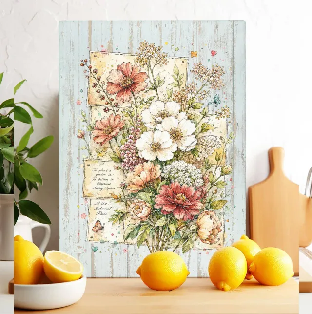 Avery Lane Gifts Vintage Wild Flowers Skærebræt glas