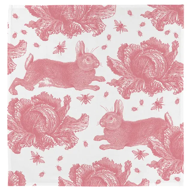 Thornback & Peel Pink Rabbit & Cabbage Single serviet 45x45