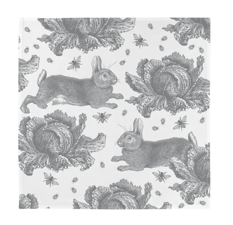 Thornback & Peel Rabbit & Cabbage stofserviet grå 45x45 bomuld