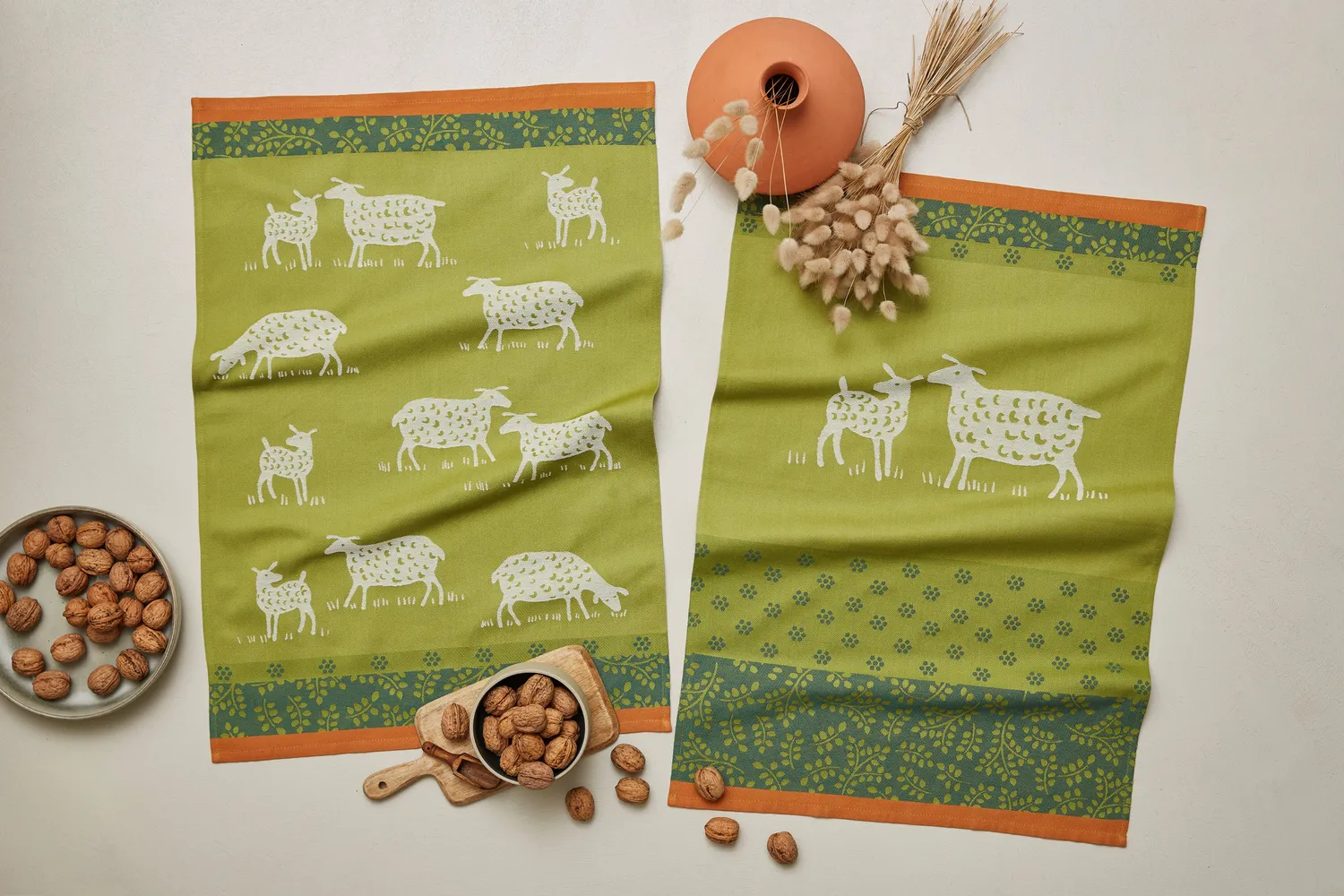 Coucke Sheep Jacquard viskestykke 50x75 grøn bomuld