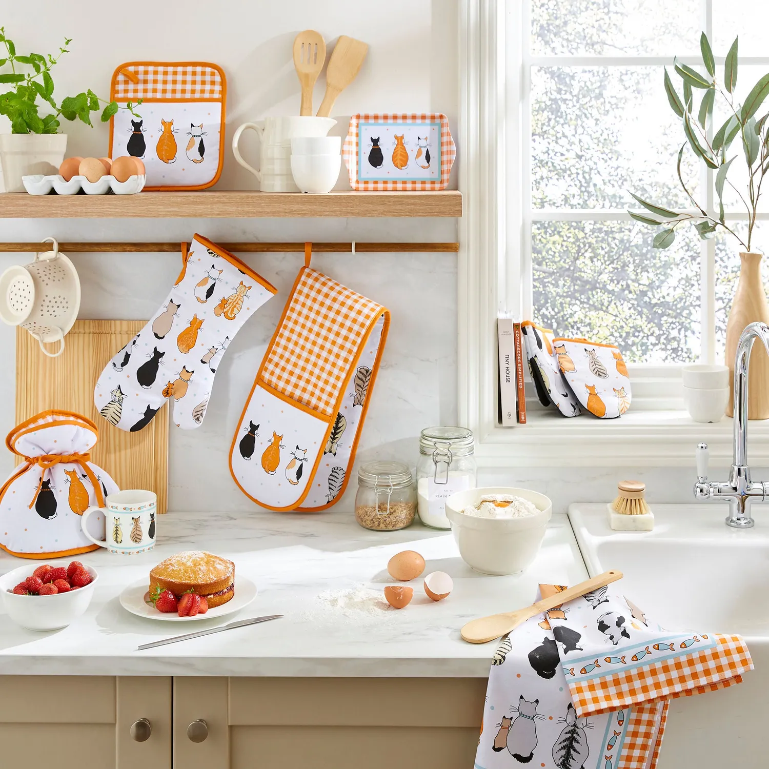 Ulster Weavers Cats in Waiting grydelap orange bomuld