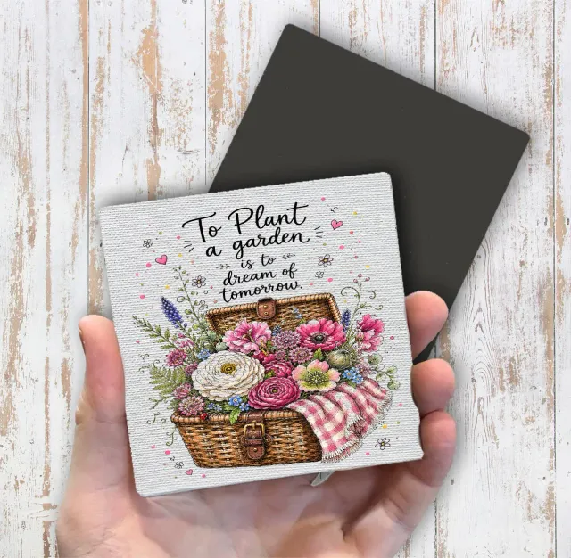 Avery Lane Gifts Plant a Garden magnet blomsterkurv 10x10 cm