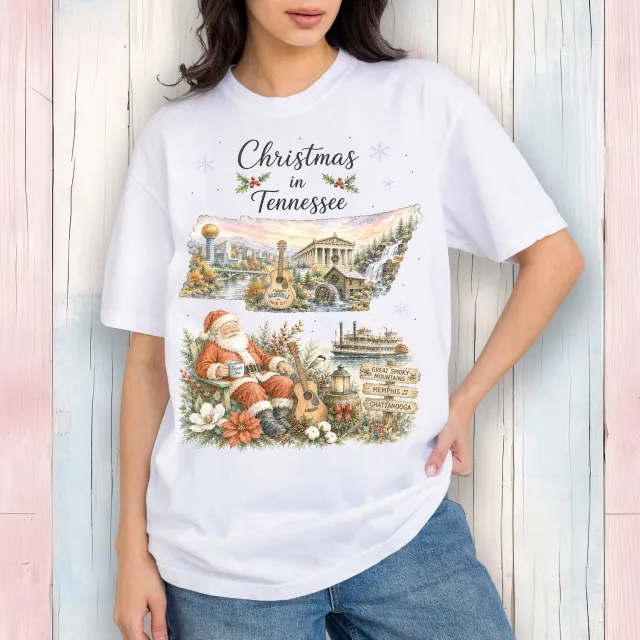 Avery Lane Gifts Christmas in Tennessee T-shirt hvid bomuld