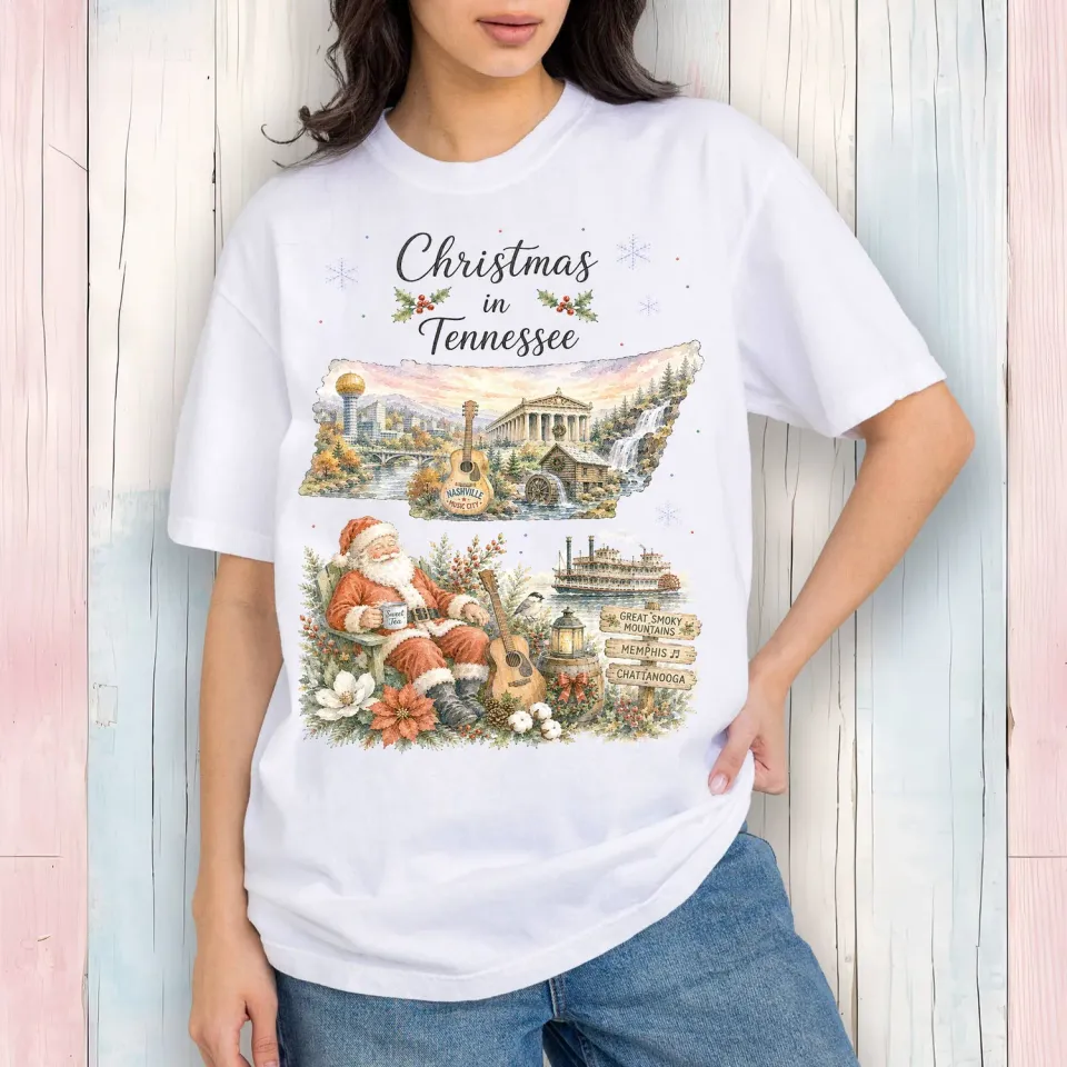 Avery Lane Gifts Christmas in Tennessee T-shirt hvid bomuld