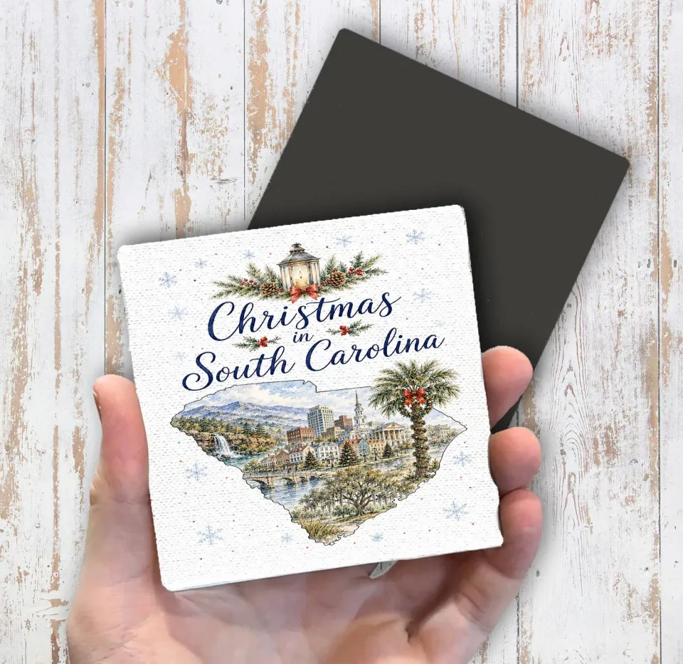 Avery Lane Gifts Christmas South Carolina køleskabsmagnet 10x10 cm