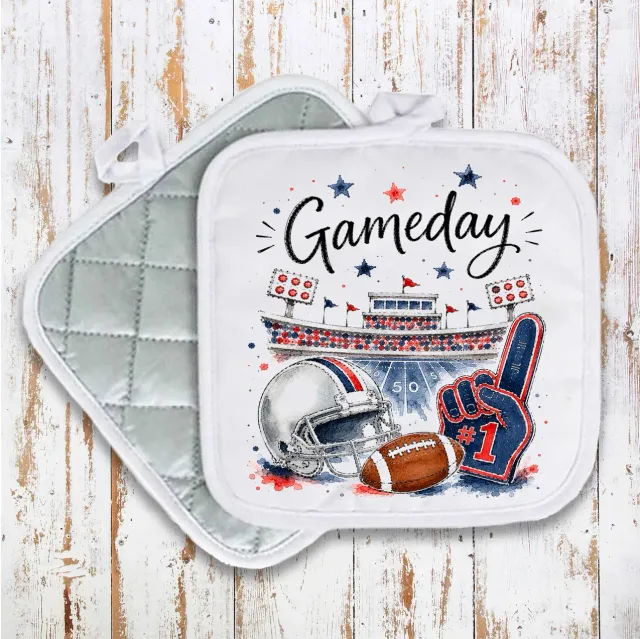 Avery Lane Gifts Gameday Football grydelap navy blue red varmebestandig