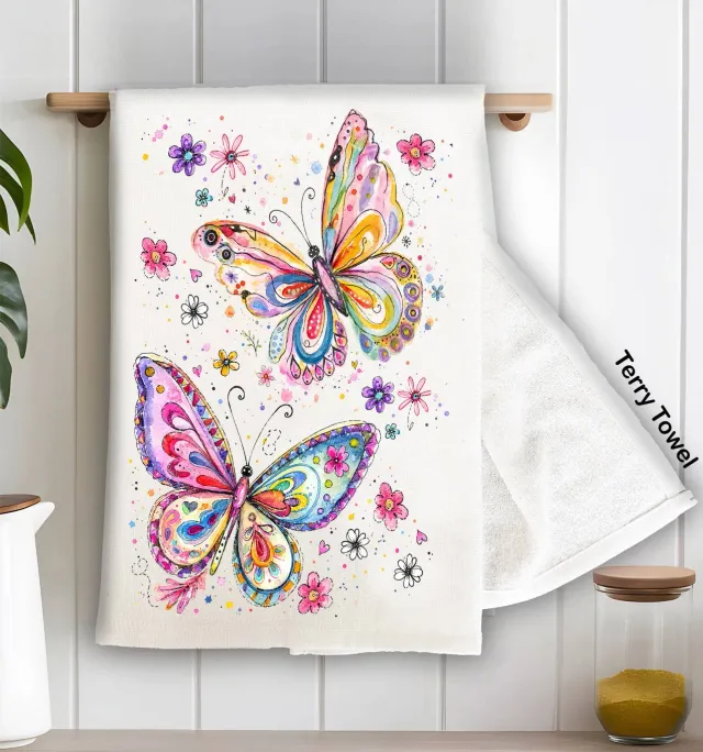 Avery Lane Butterflies køkkenhåndklæde frotté sommerfugle