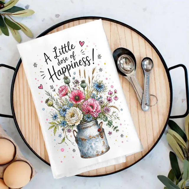 Avery Lane Gifts Happiness Flowers viskestykke bomuld 69x69 cm