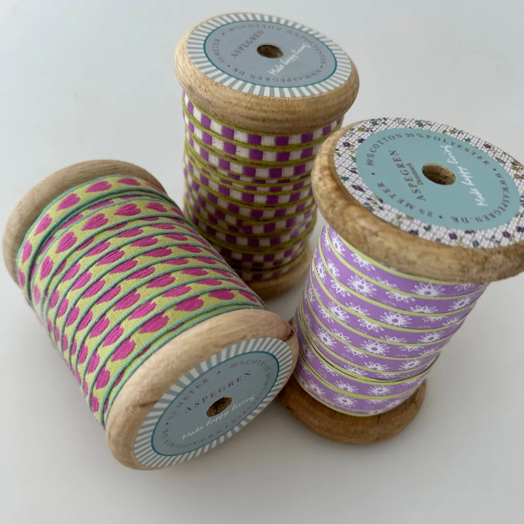 AspEgren Mini Bånd på Rulle Lilac 0,8 cm 25 m Bomuld