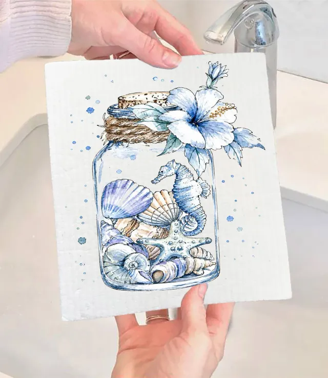 Avery Lane Gifts Coastal Blue Sea Shells karklud 17x20 cm
