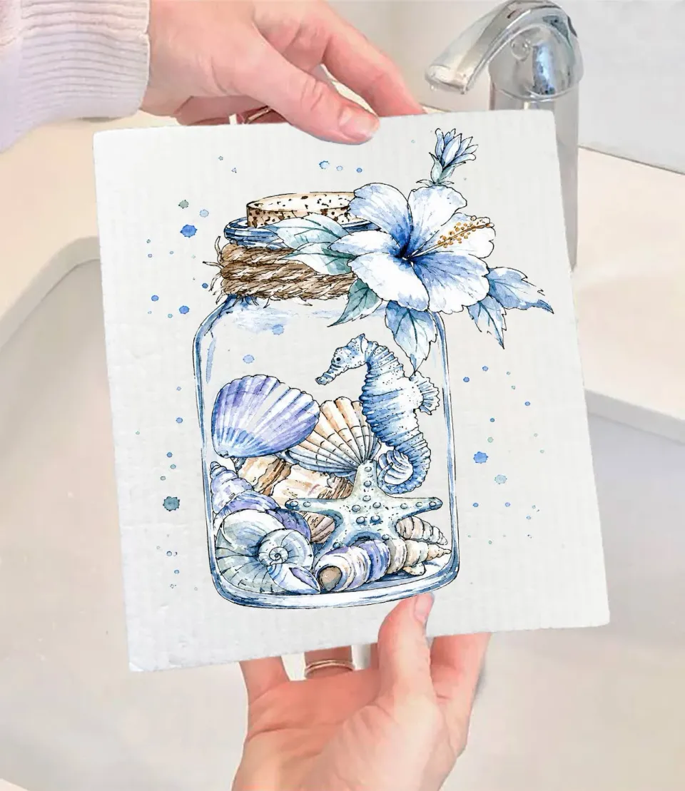 Avery Lane Gifts Coastal Blue Sea Shells karklud 17x20 cm