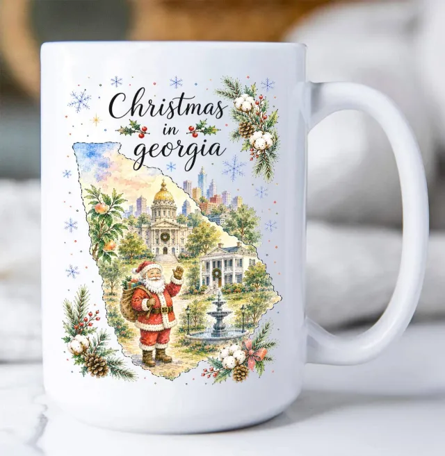 Avery Lane Gifts Christmas Georgia krus keramik 443 ml hvidt