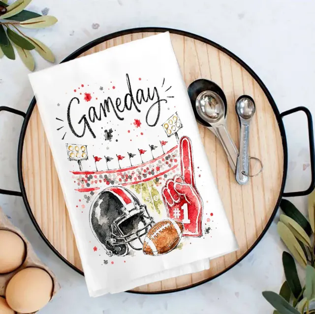 Avery Lane Gifts Gameday Football Viskestykke sort rød