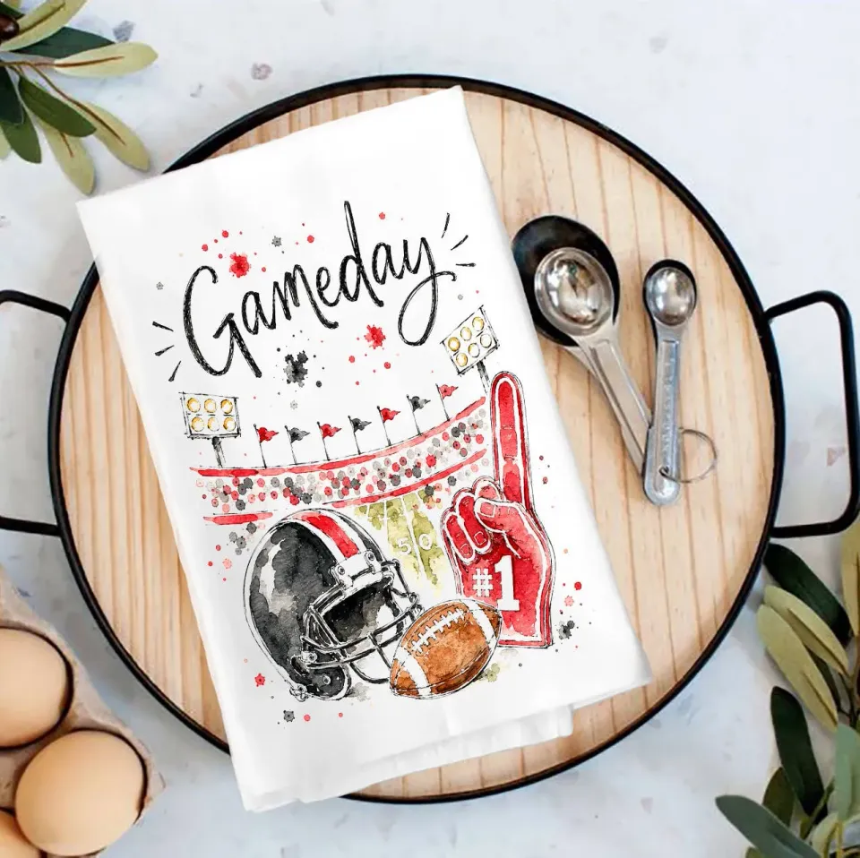 Avery Lane Gifts Gameday Football Viskestykke sort rød