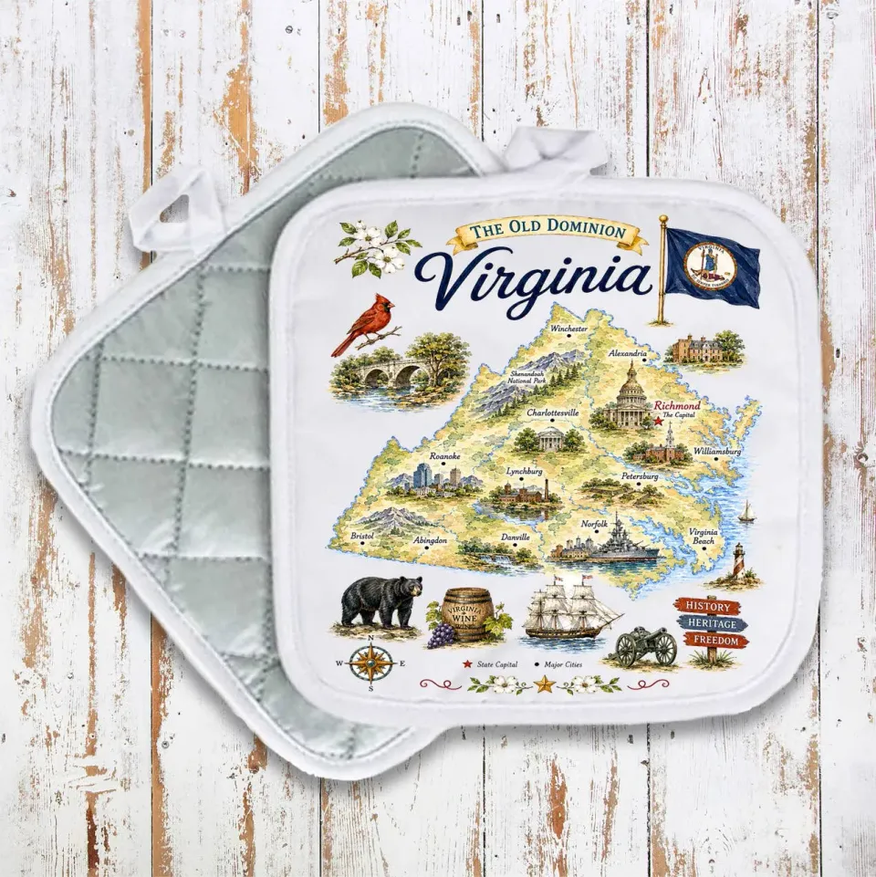 Avery Lane Gifts Virginia State Map grydelap bomuld 20 cm