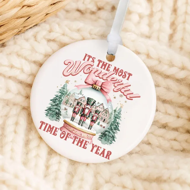 Avery Lane Gifts Pink Christmas Nutcracker Snow Globe juleornament