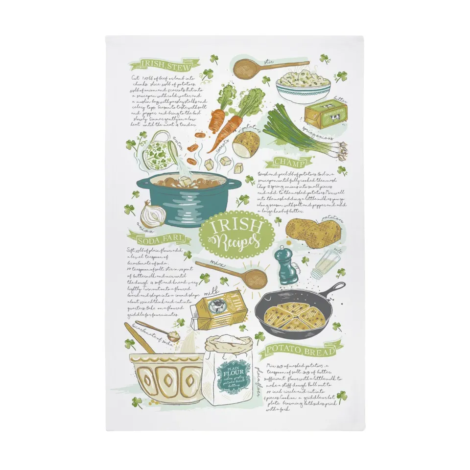 Ulster Weavers Irish Recipes viskestykke grøn bomuld