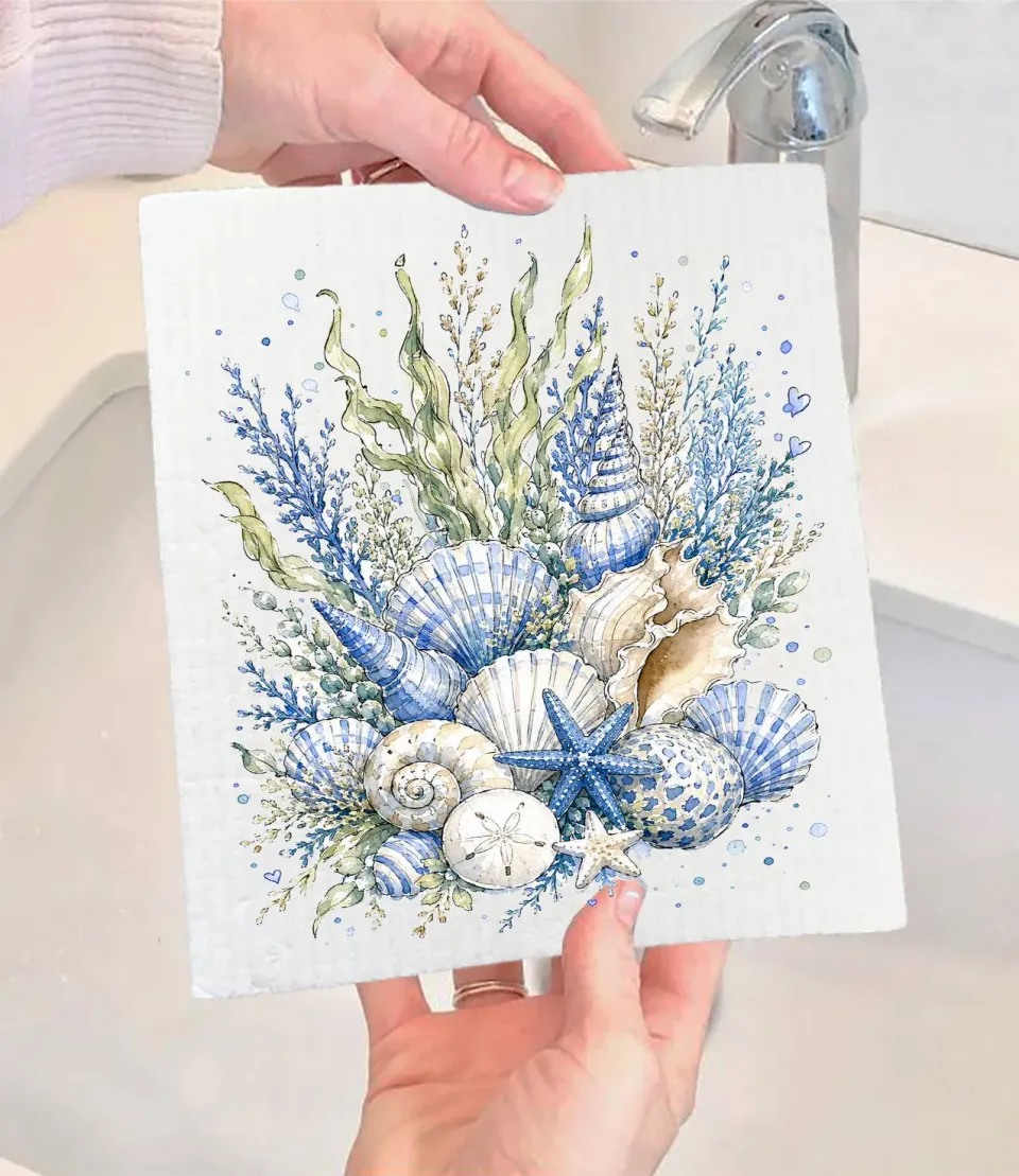 Avery Lane Gifts Coastal Blue Sea Shells karklud svensk 17x20
