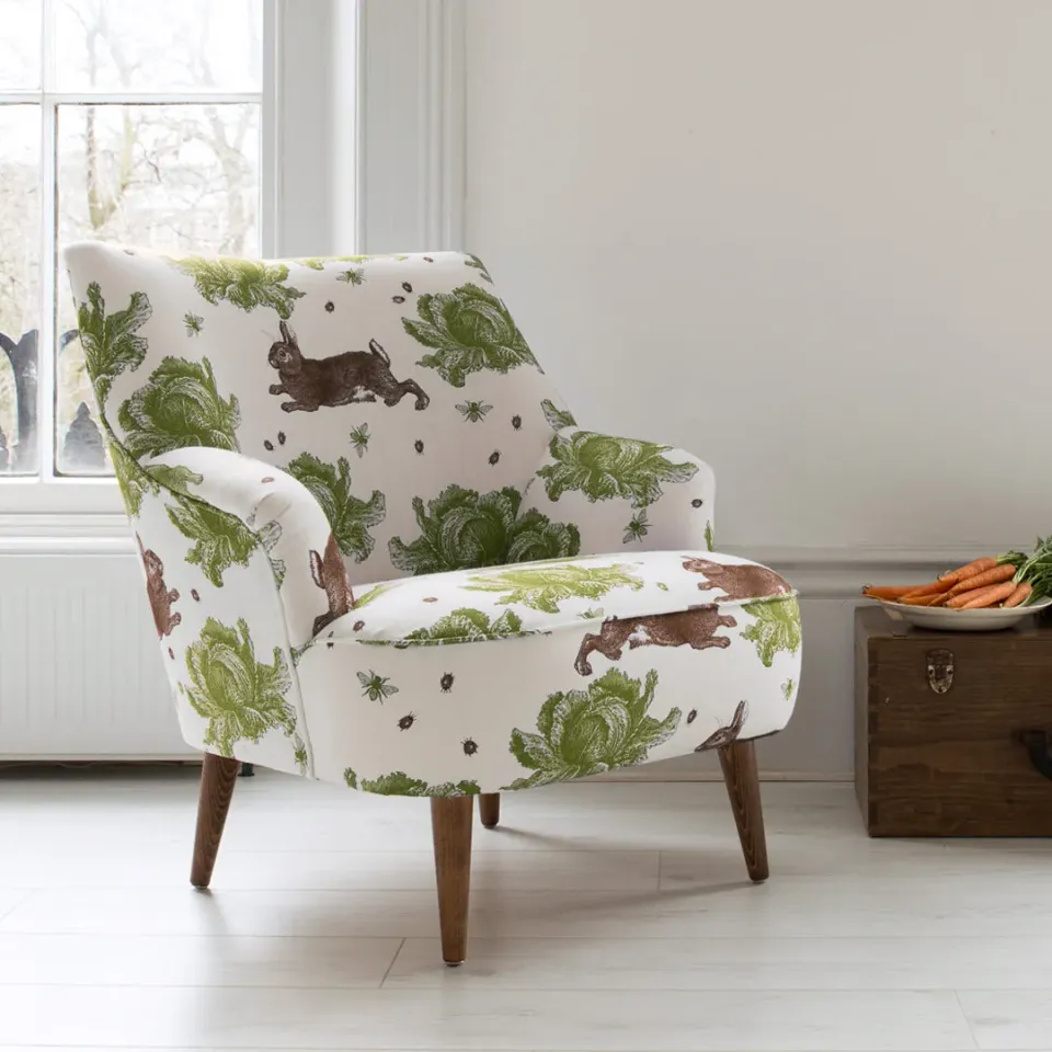 Thornback & Peel Rabbit & Cabbage stof brun grøn metervare