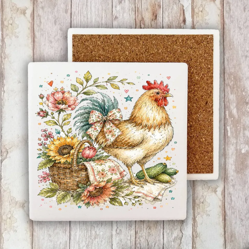 Avery Lane Gifts Whimsical Country Hen Flowers bordskåner 10 cm