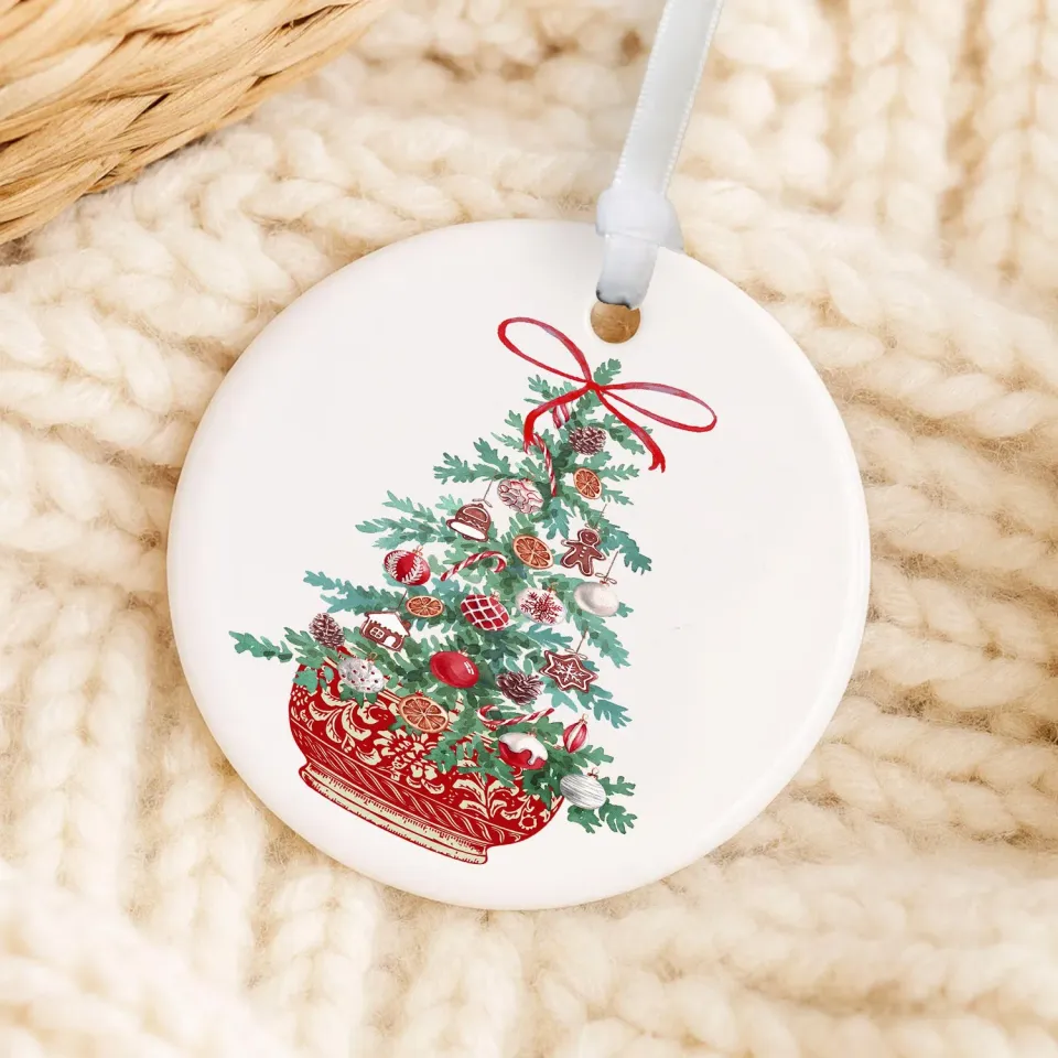 Avery Lane Gifts Chinoiserie juleornament porcelæn 7,5 cm