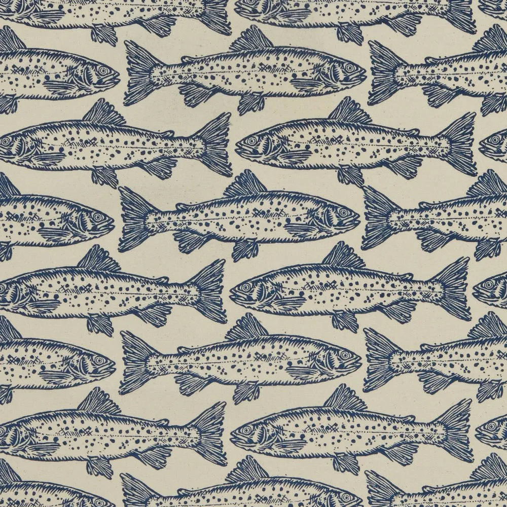 Ulster Weavers Salmon viskestykke blå 100% bomuld fisk