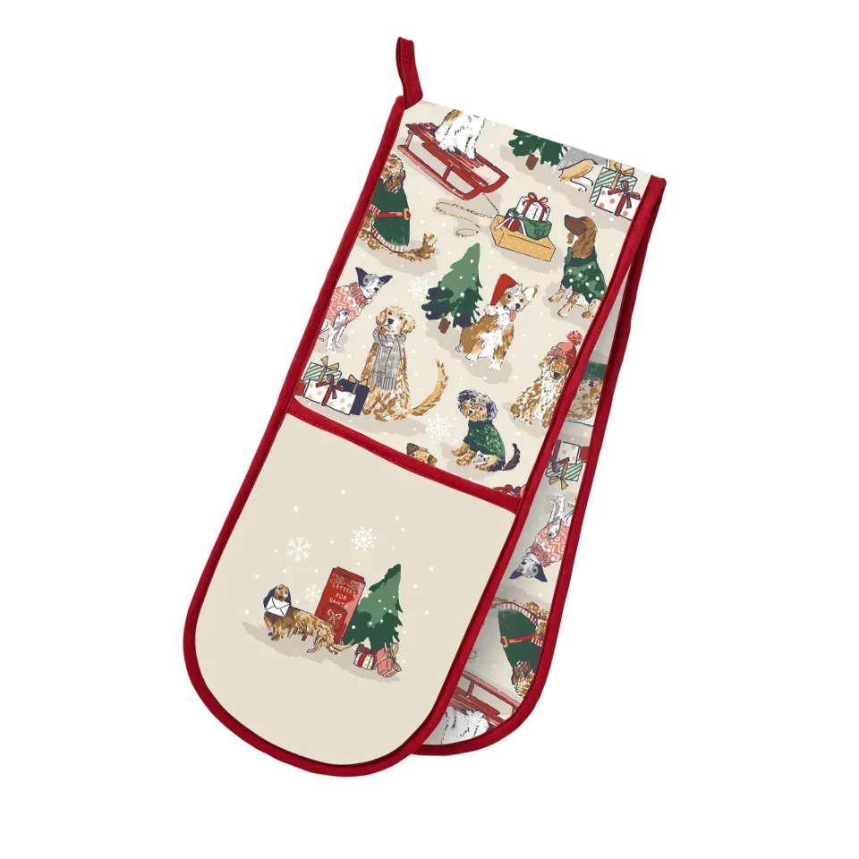Ulster Weavers Merry Mutts ovnhandske dobbelt rød jul