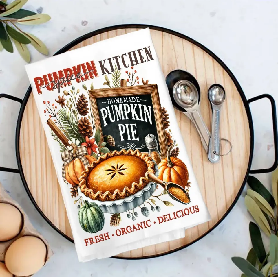 Avery Lane Gifts Pumpkin Pie viskestykke efterårsmotiv bomuld