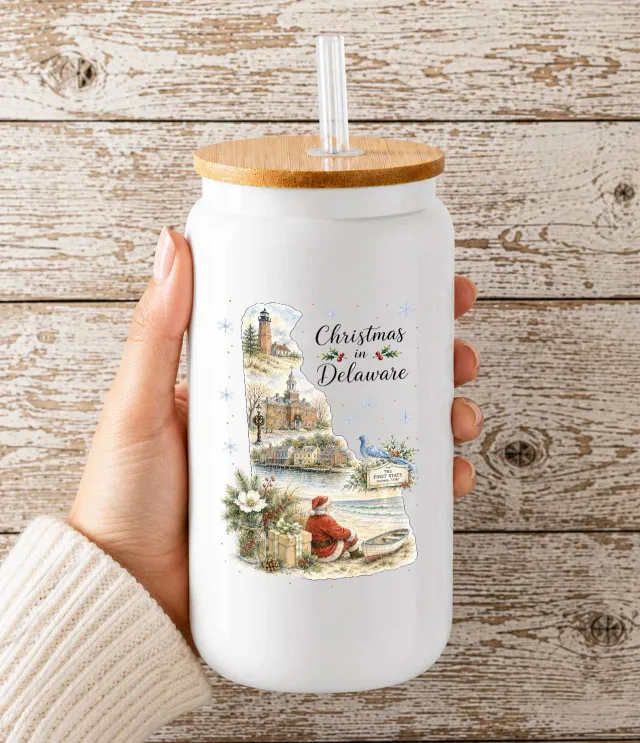 Avery Lane Gifts Christmas Delaware State Map glas bambuslåg