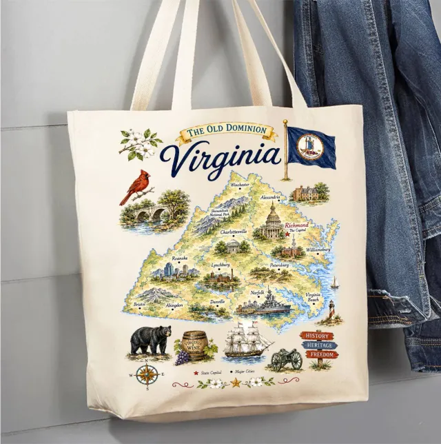 Avery Lane Virginia State Map mulepose bomuld