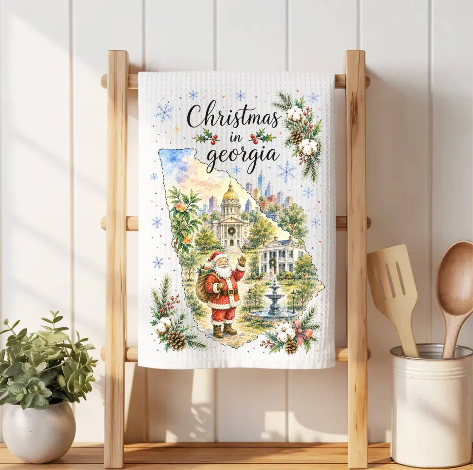 Avery Lane Gifts Christmas Georgia viskestykke vaffelvæv