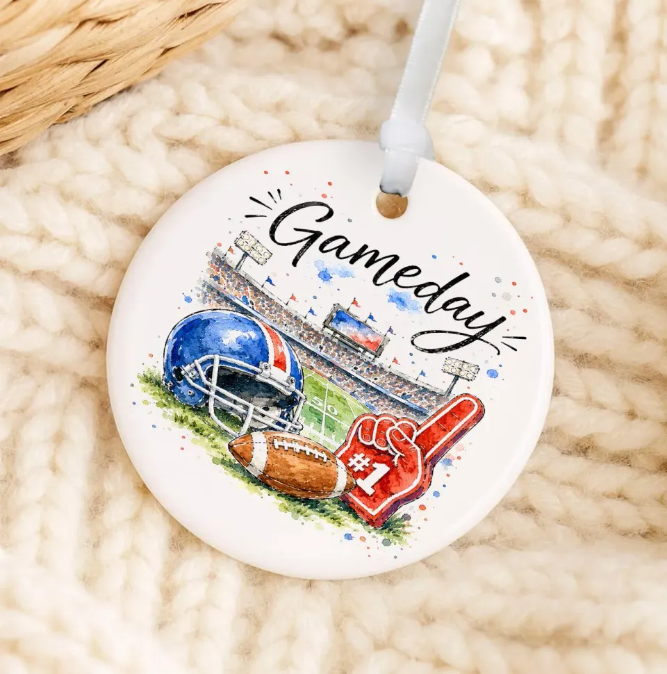 Avery Lane Gameday Football ornament porcelæn 7,6 cm