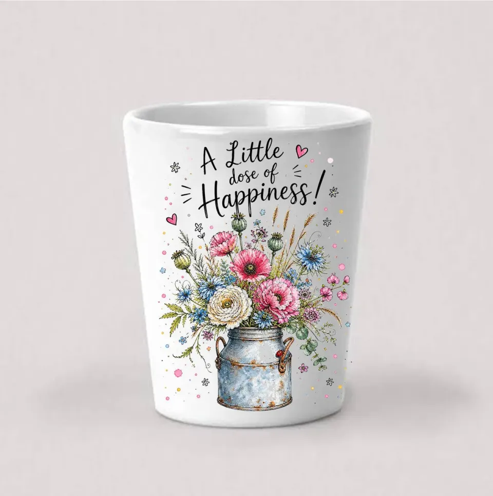 Avery Lane Gifts A Little Dose of Happiness Flowers shotglas hvid 4 cl