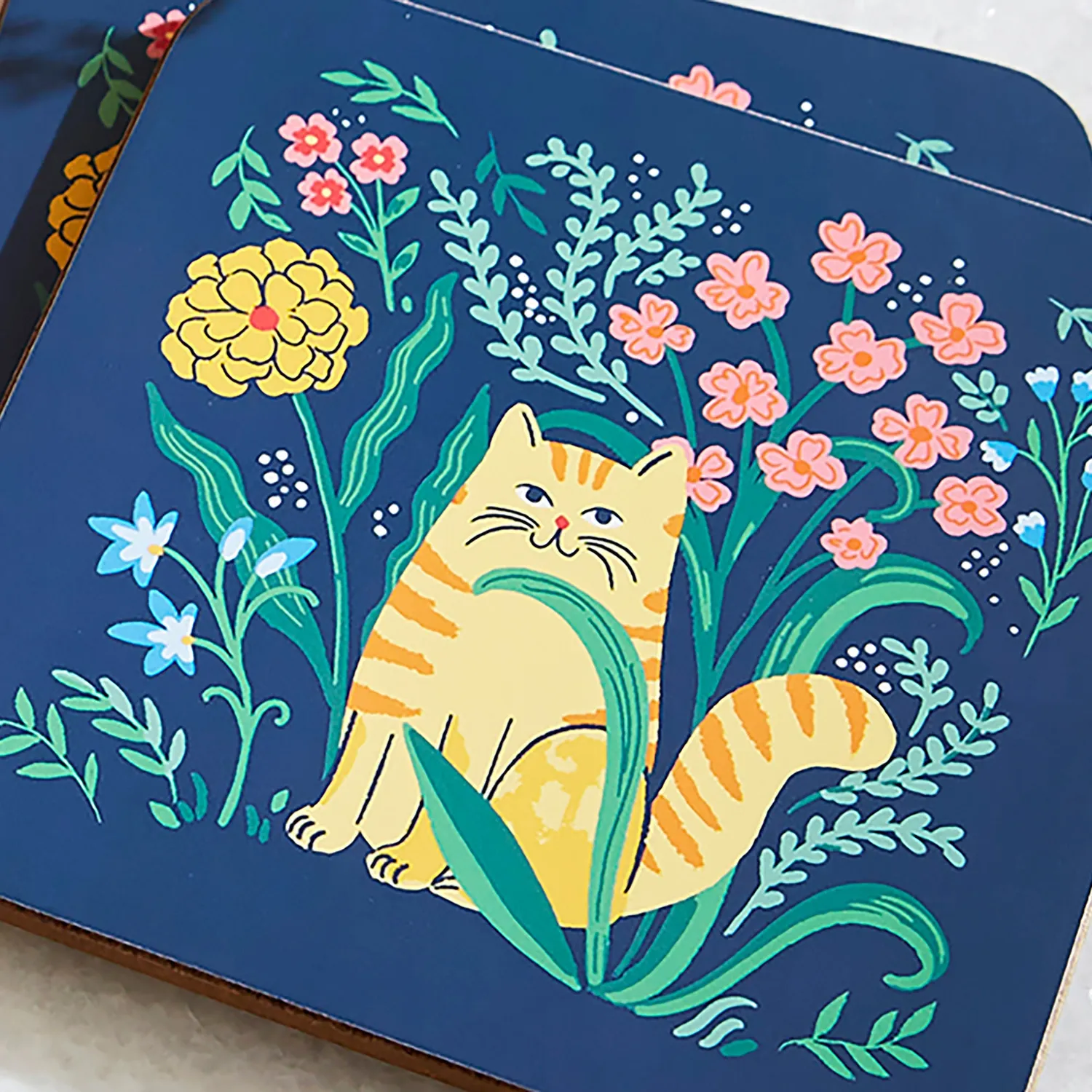Ulster Weavers Marmalade Meadow bordskånere 4-pak navy katte