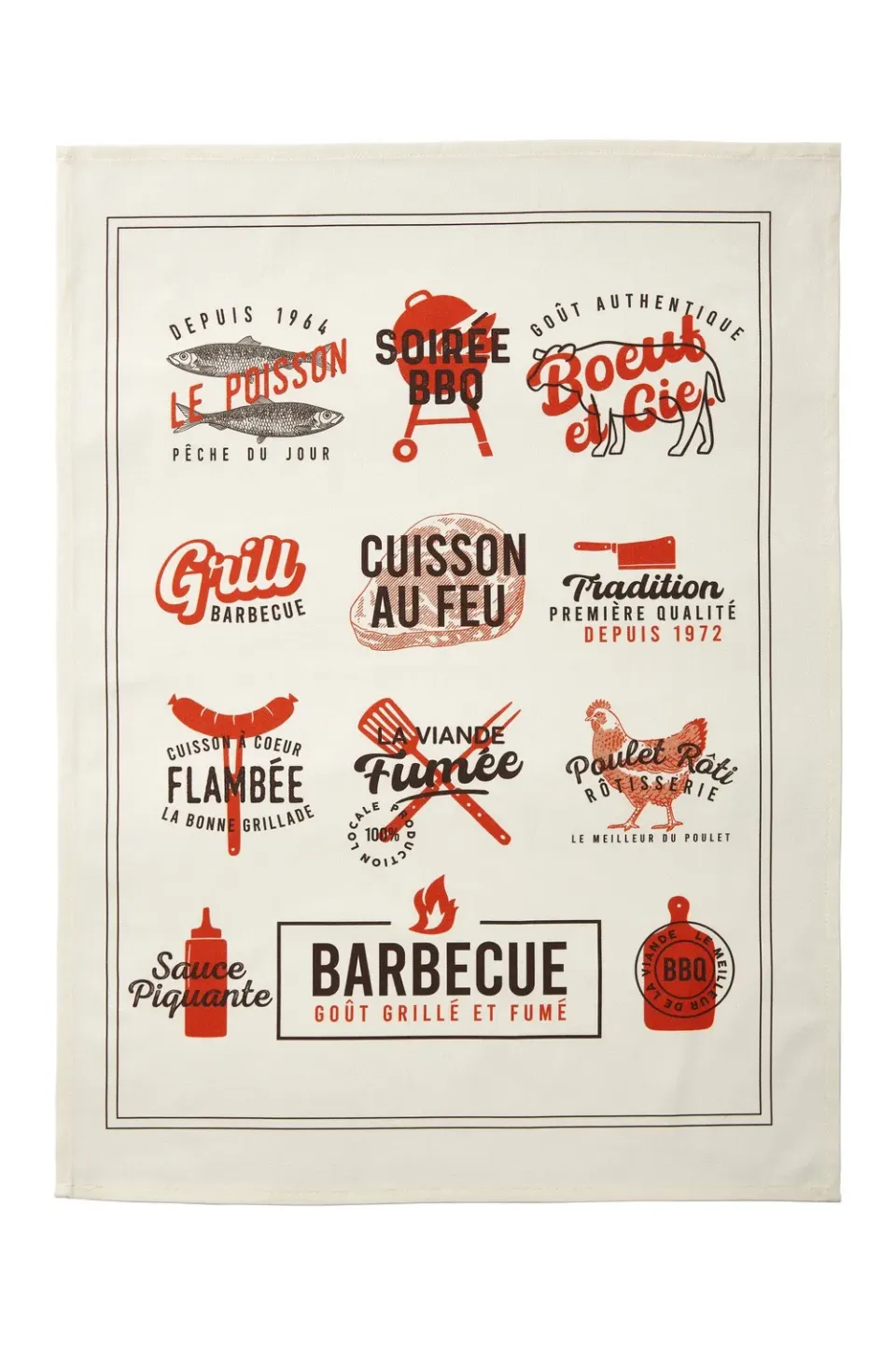 Coucke Barbecue viskestykke hvid 50x75 i bomuld