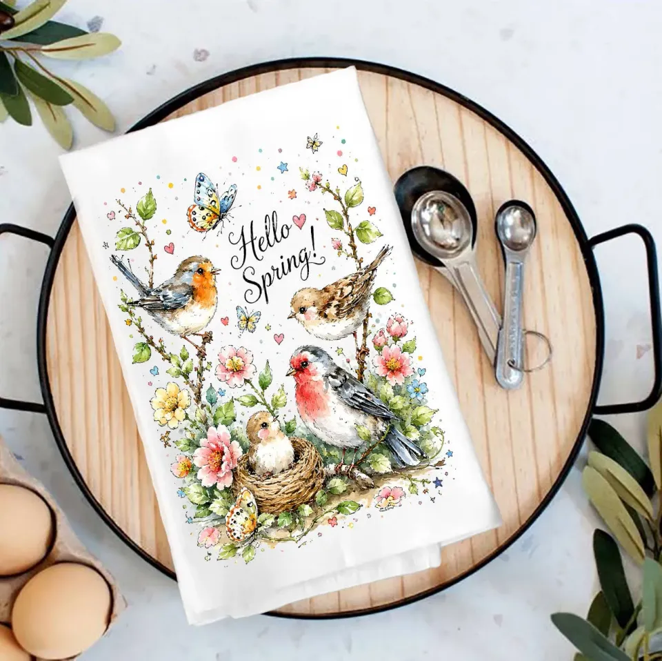 Avery Lane Gifts Hello Spring Flowers viskestykke bomuld 69cm