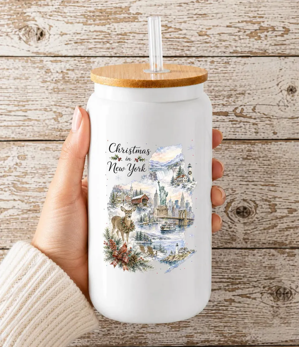 Avery Lane Gifts Christmas in New York State Map drikkeglas 473 ml