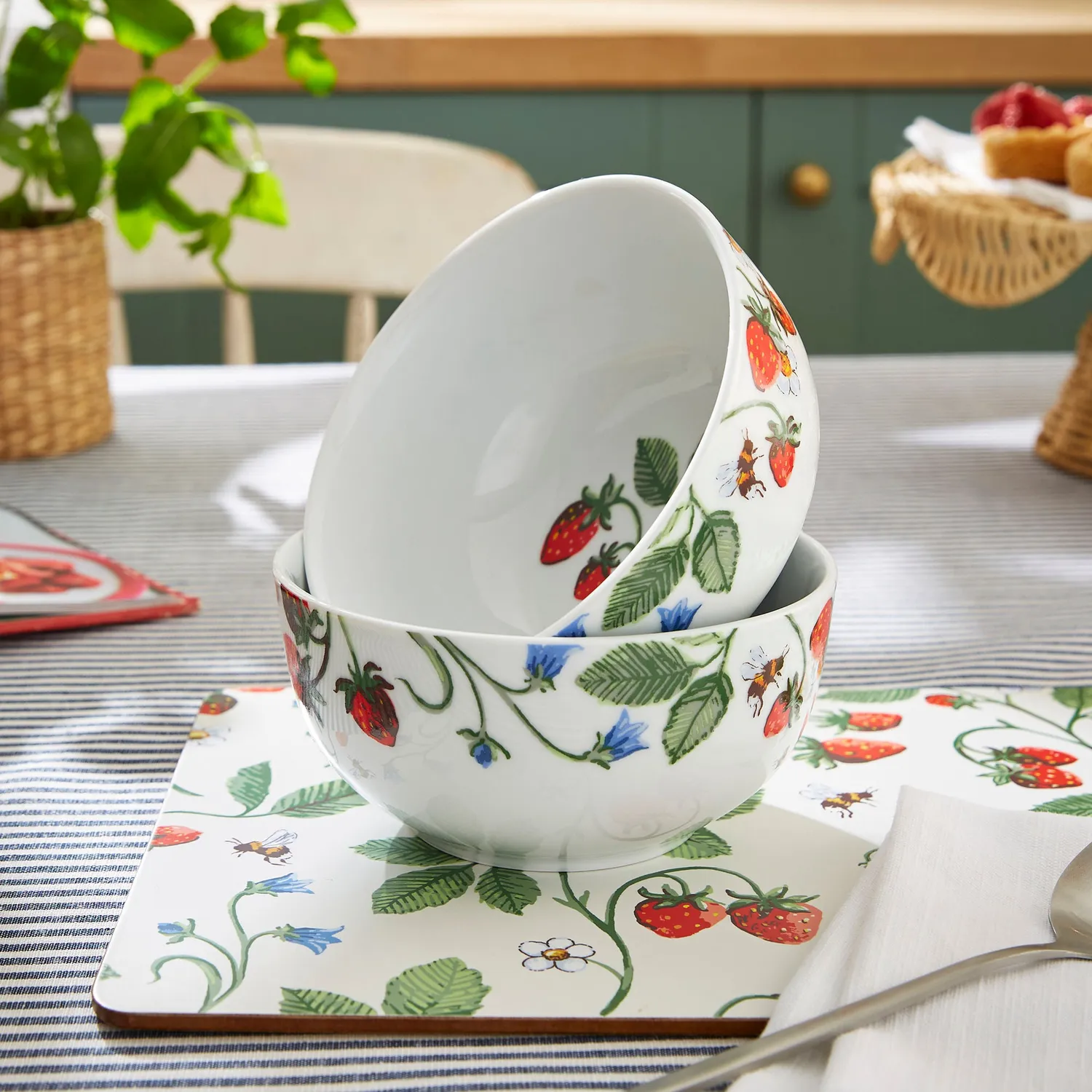 Ulster Weavers Strawberry Patch skål grøn porcelæn