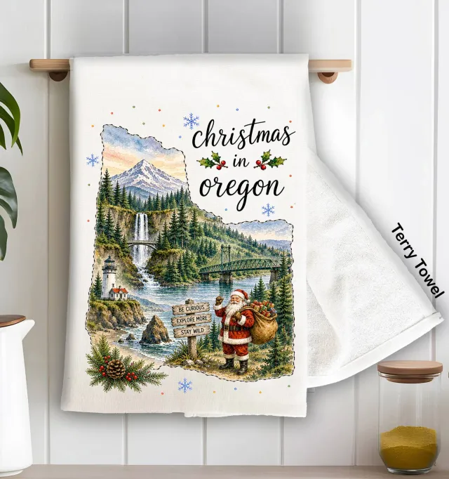 Avery Lane Gifts Christmas in Oregon køkkenhåndklæde frotté