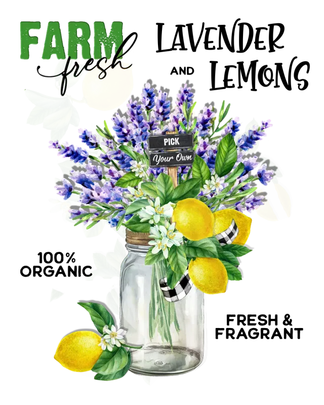 Avery Lane Gifts Country Lavender and Lemons plakat farmhouse