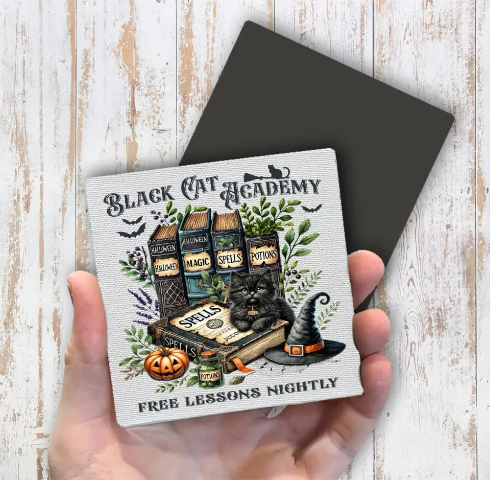 Avery Lane Gifts Black Cat Academy Books magnet 10x10 cm