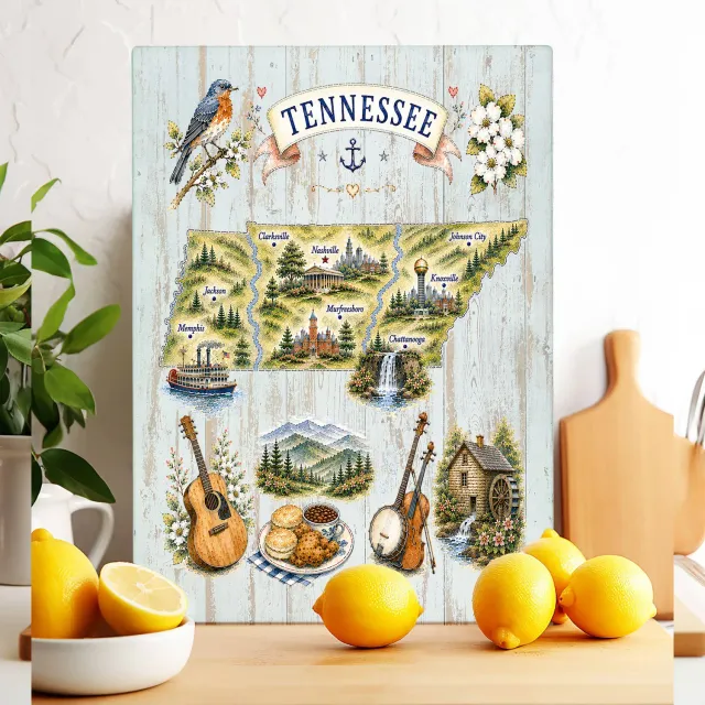 Avery Lane Gifts Tennessee skærebræt glas 28x38 cm