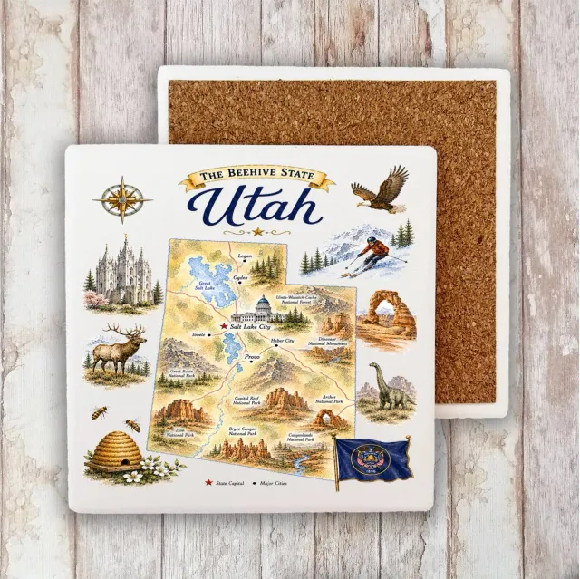 Avery Lane Gifts State Map Utah glasbrik sten souvenir